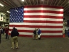 Huge American flag in entrance