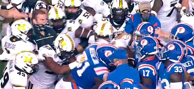Watch as Florida, Missouri brawl wildly at halftime after late hit on Kyle Trask